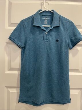 American Eagle Outfitters Men’s Teal Polo Shirt with Contrast Trim